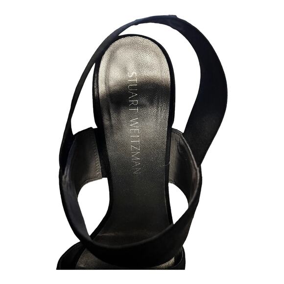 STUART WEITZMAN Suede Black Sandals Leather Block Heels Slingback Spain 8.5M EUC - Picture 5 of 10